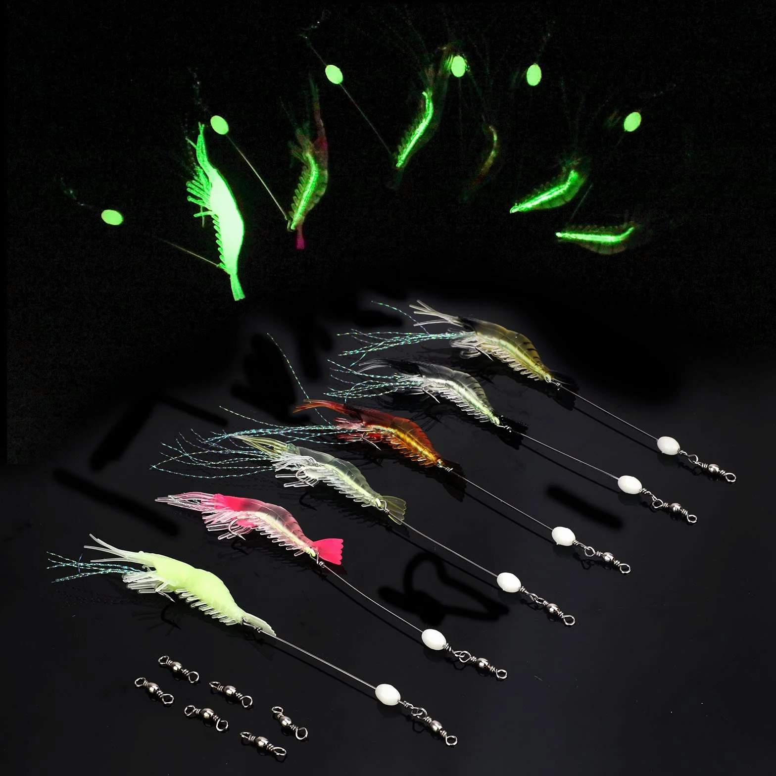 Cebo Camarón Laser 3D Artificial Anzuelo Spinning Flotantes para Pesca con Mosca Perca (6 Colores)