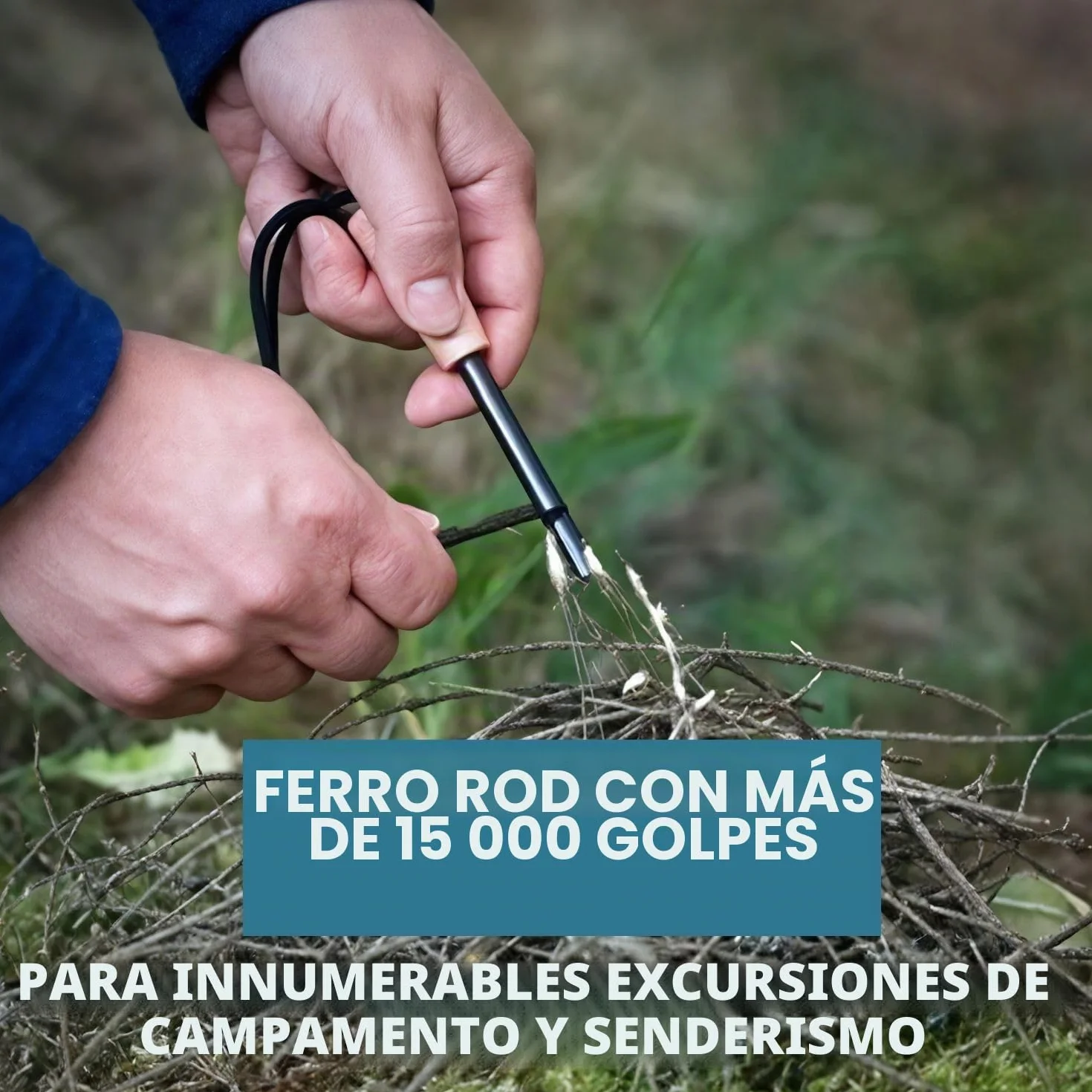 Kit Supervivencia Encendedor Pedernal Ferrocerio Varilla Magnesio Yesca Rascador Caja Metal Camping Senderismo Bushcraft