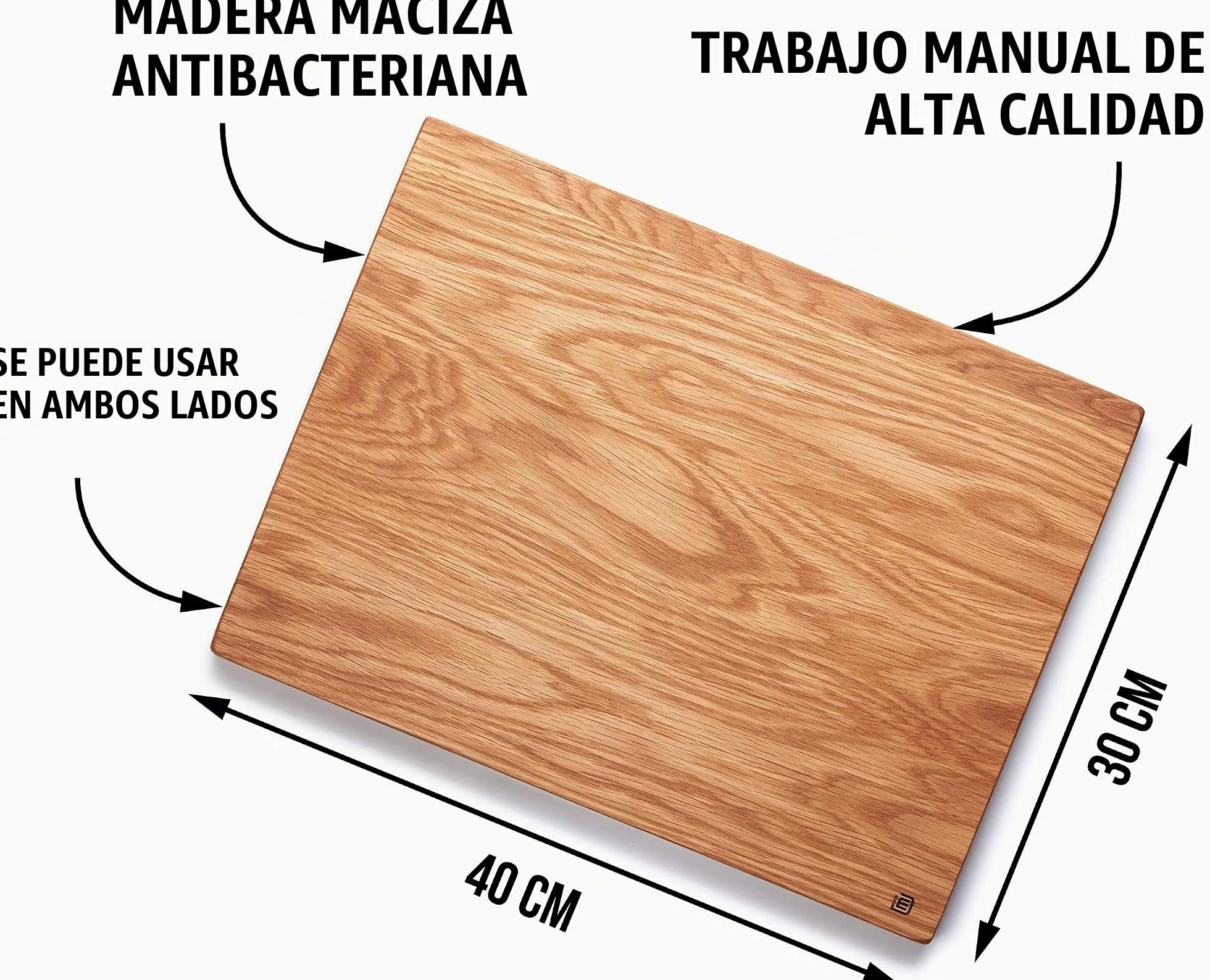 Inoxidable dings Tabla de cortar clásico roble, madera, 40 x 30 cm