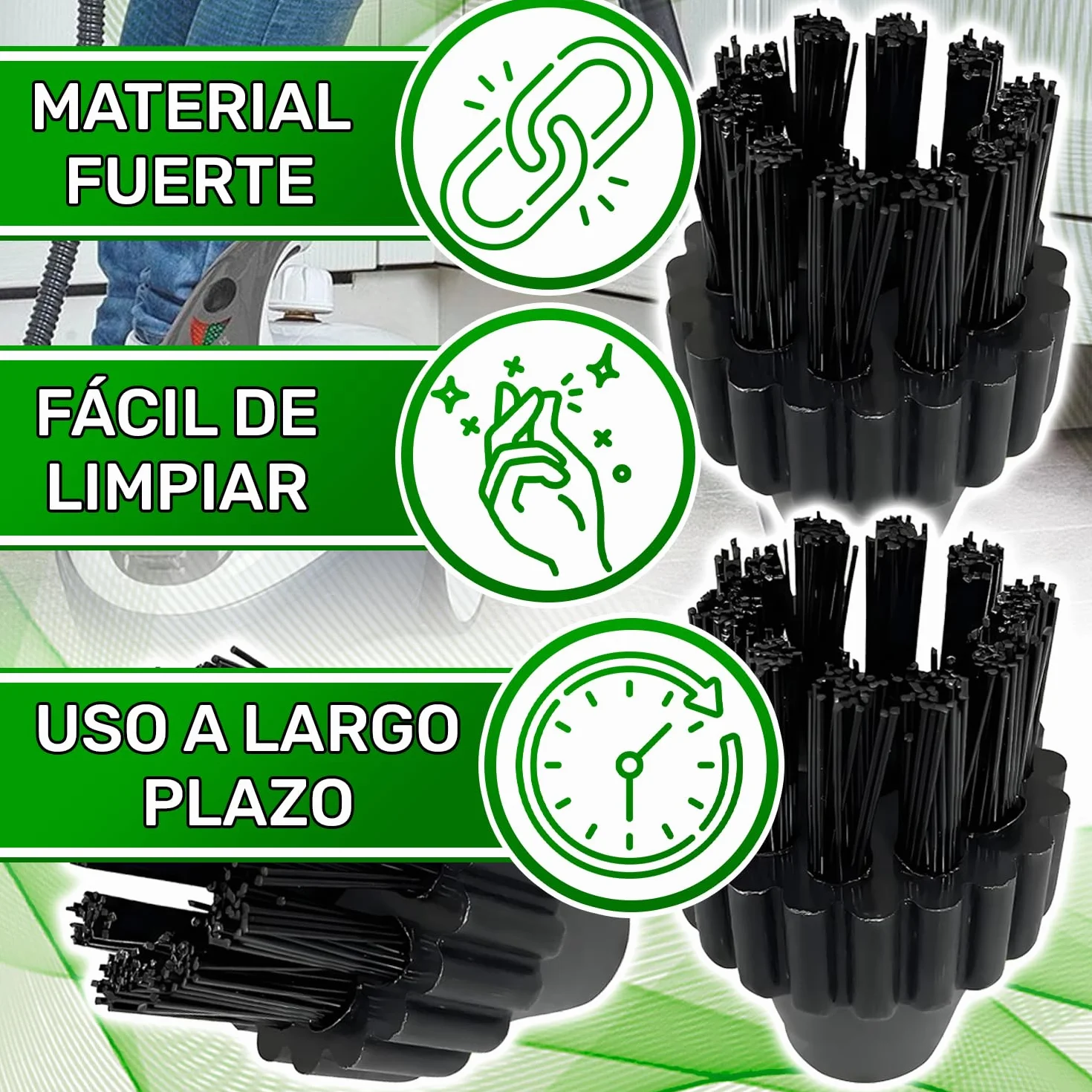 3 Piezas Redondo Cepillo Limpiador para Polti Vaporetto Vaporeta Limpieza Hogar - Garantía de 5 Años - ONIX TECH