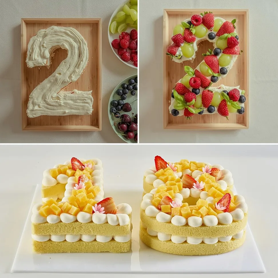 9 Piezas Espesado Silicona Molde Números Tarta 25cm 3D Grandes 10 Pulgadas Para Tartas De Cumpleaños Bodas Fiestas Aniversarios