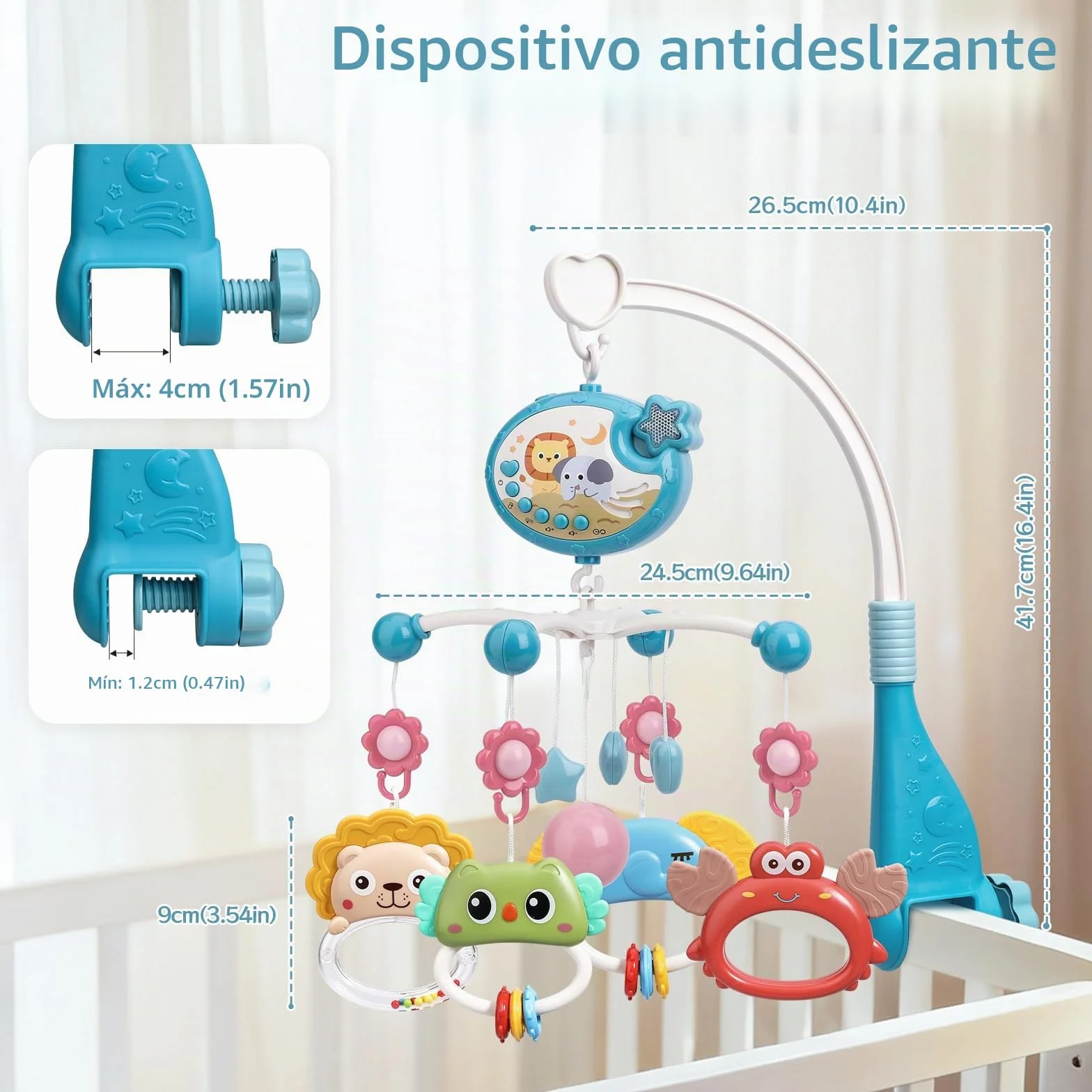 Mini Tudou Móvil de cuna con proyección estelar y función de tiempo, musical con melodías y luces, sonajeros para animales, juguete para recién nacido 0-6 meses