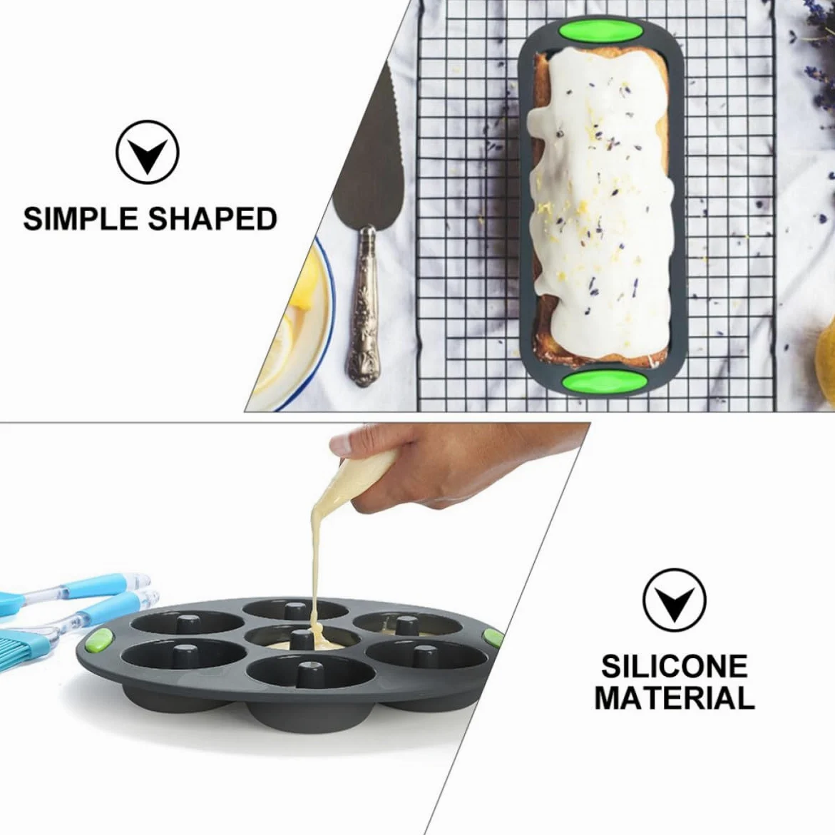 Moldes de Silicona para Hornear Pasteles y Fáciles de Limpiar Set de 5 Reutilizables Ideales para Cocina y Repostería Casera