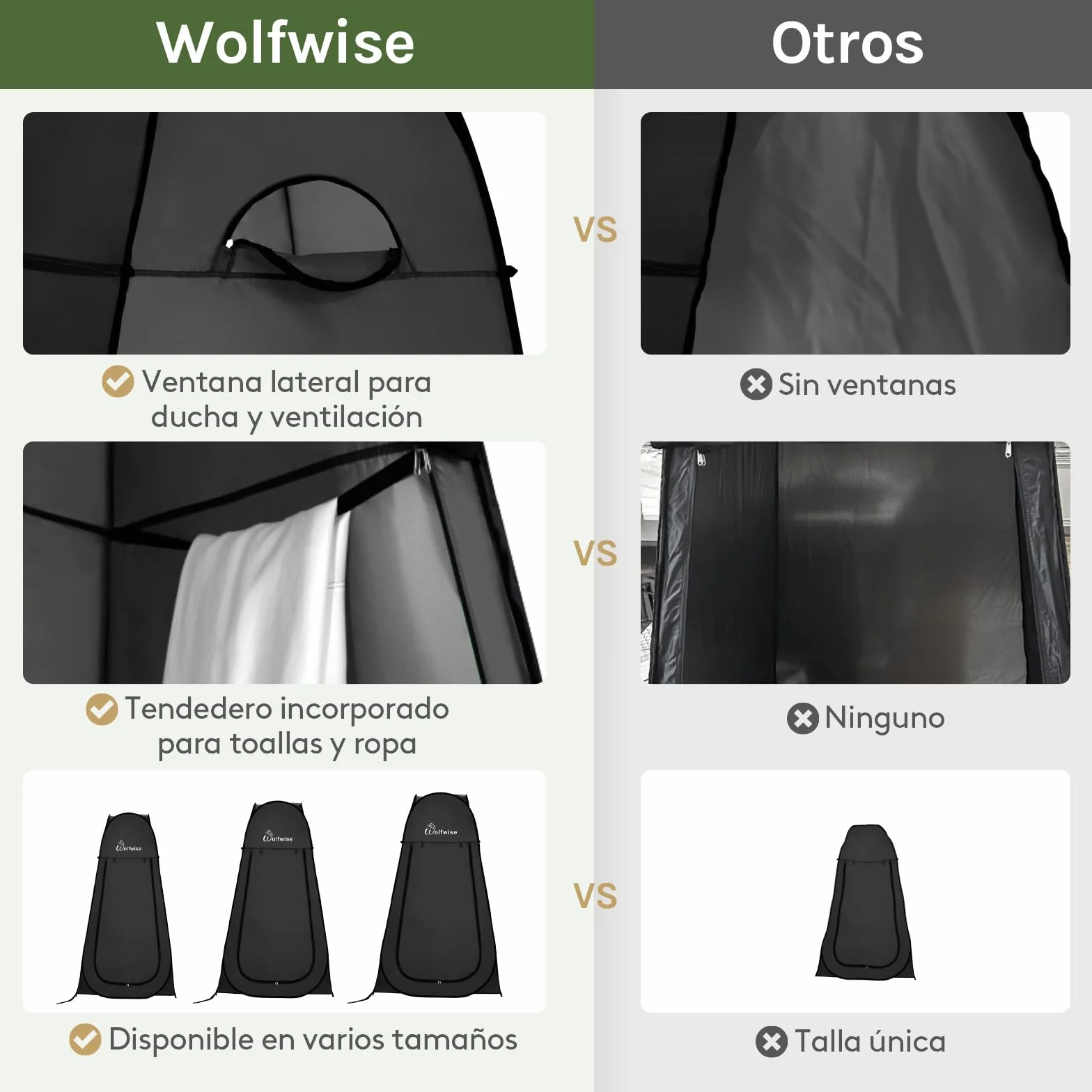 Wolfwise Tienda Ducha Camping Pop Up, Carpa Instantánea Vestidor Exterior para Baño Playa