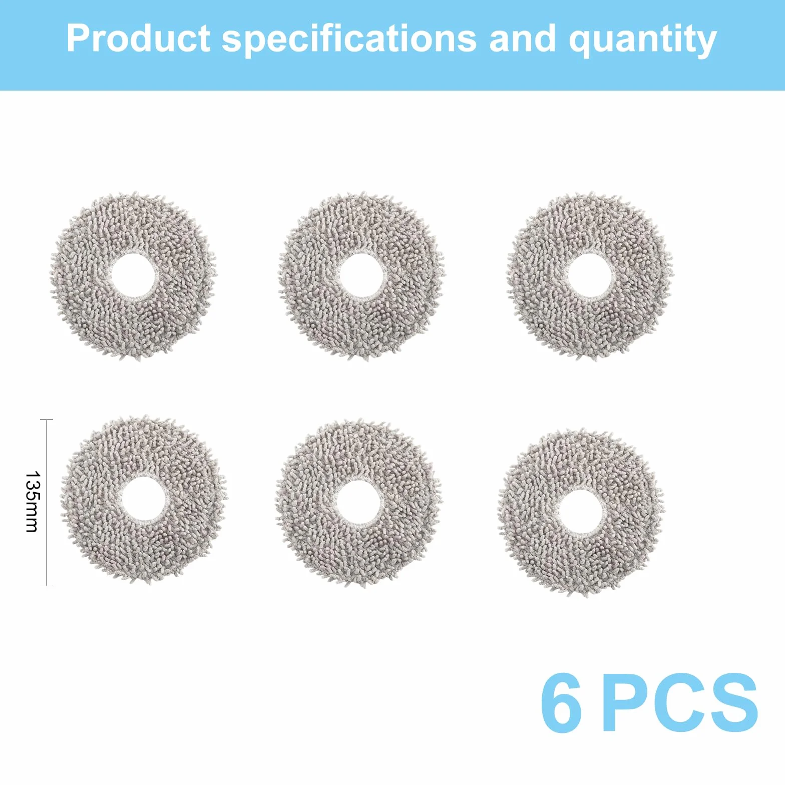 6 Piezas Recambios de Toallitas para Dreame Xiaomi X10+/Dreame L10s Ultra/L10 Ultra/L20 Ultra/L10s Pro/L10 Prime/X40 Ultra/Xiaomi X20+ Robot aAspirador,accesorios de fregona de microfibra lavables