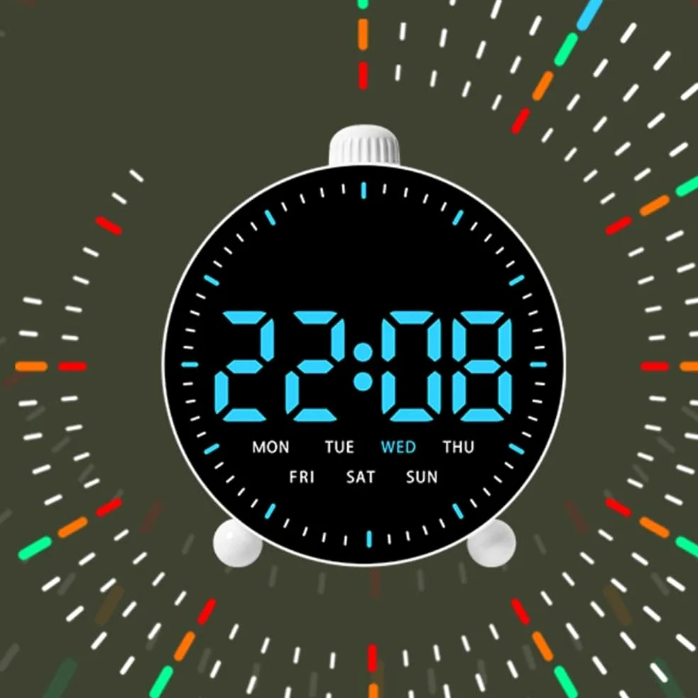 Reloj Despertador LED Inteligente para el hogar, con Alarma Dual, Temporizador de Cuenta Regresiva, ABS, para dormitorios, visualización de Fecha (Negro)