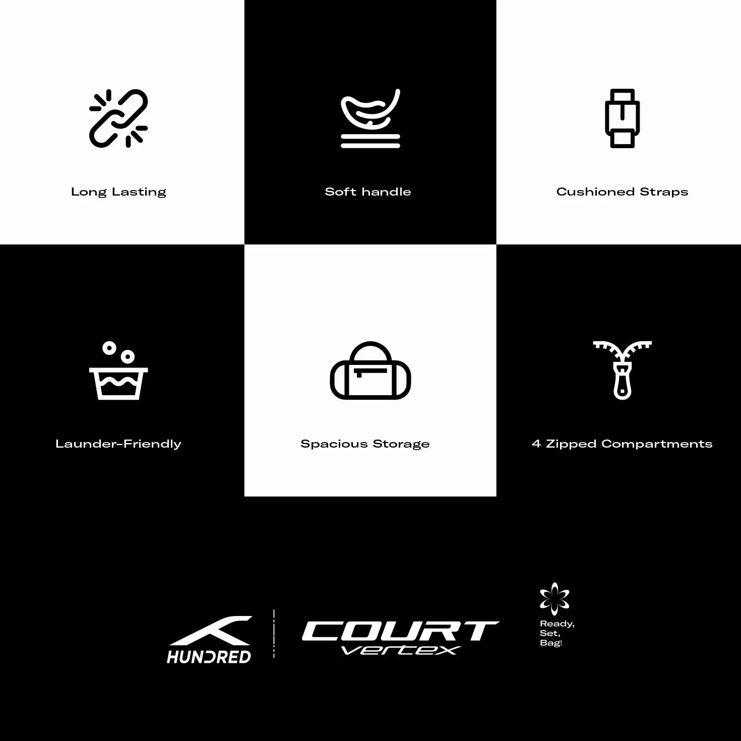 HUNDRED Ideal Badminton Tennis Racquet Kit Bag