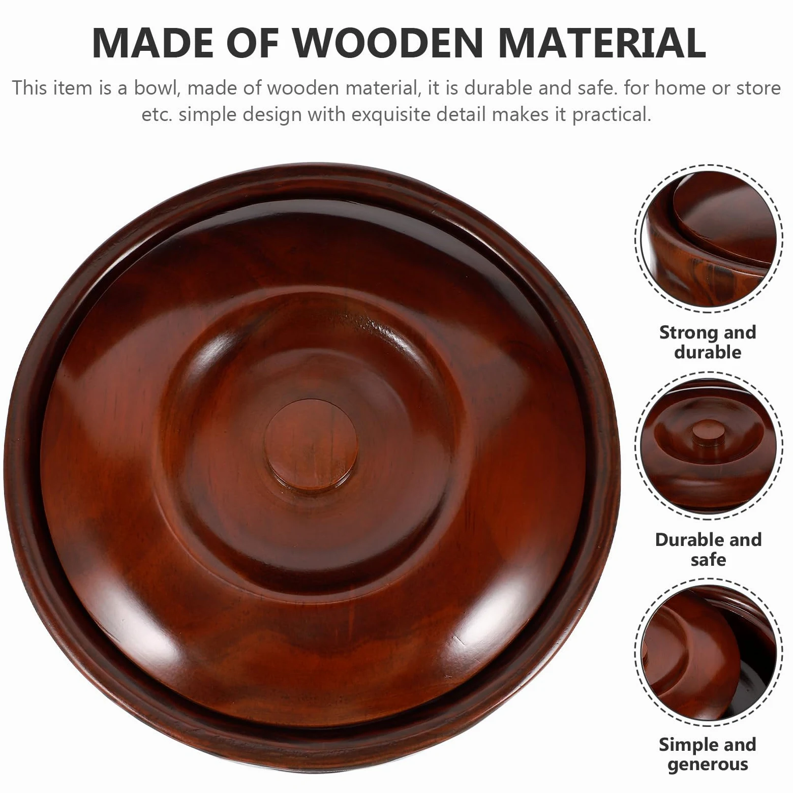 Bol de Madera con Tapa para Snacks y Frutas, Cuenco Resistente para Cocina y Aperitivos, Diseño Práctico y Elegante para Uso Diario
