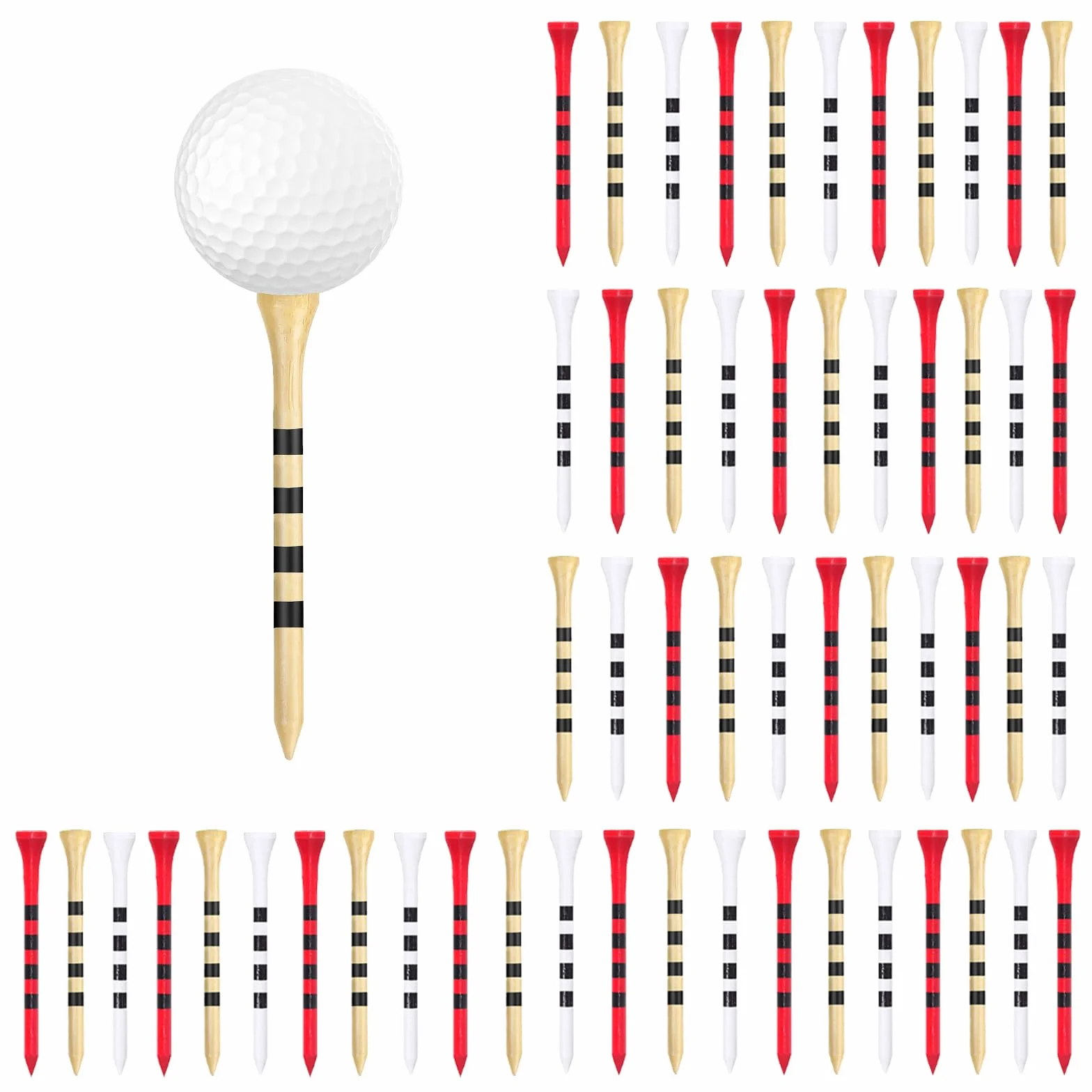 50 Pezzi Golf Tees 83 mm Madera Camiseta Larga Sostenibles Accesorios Golf Práctica Juego