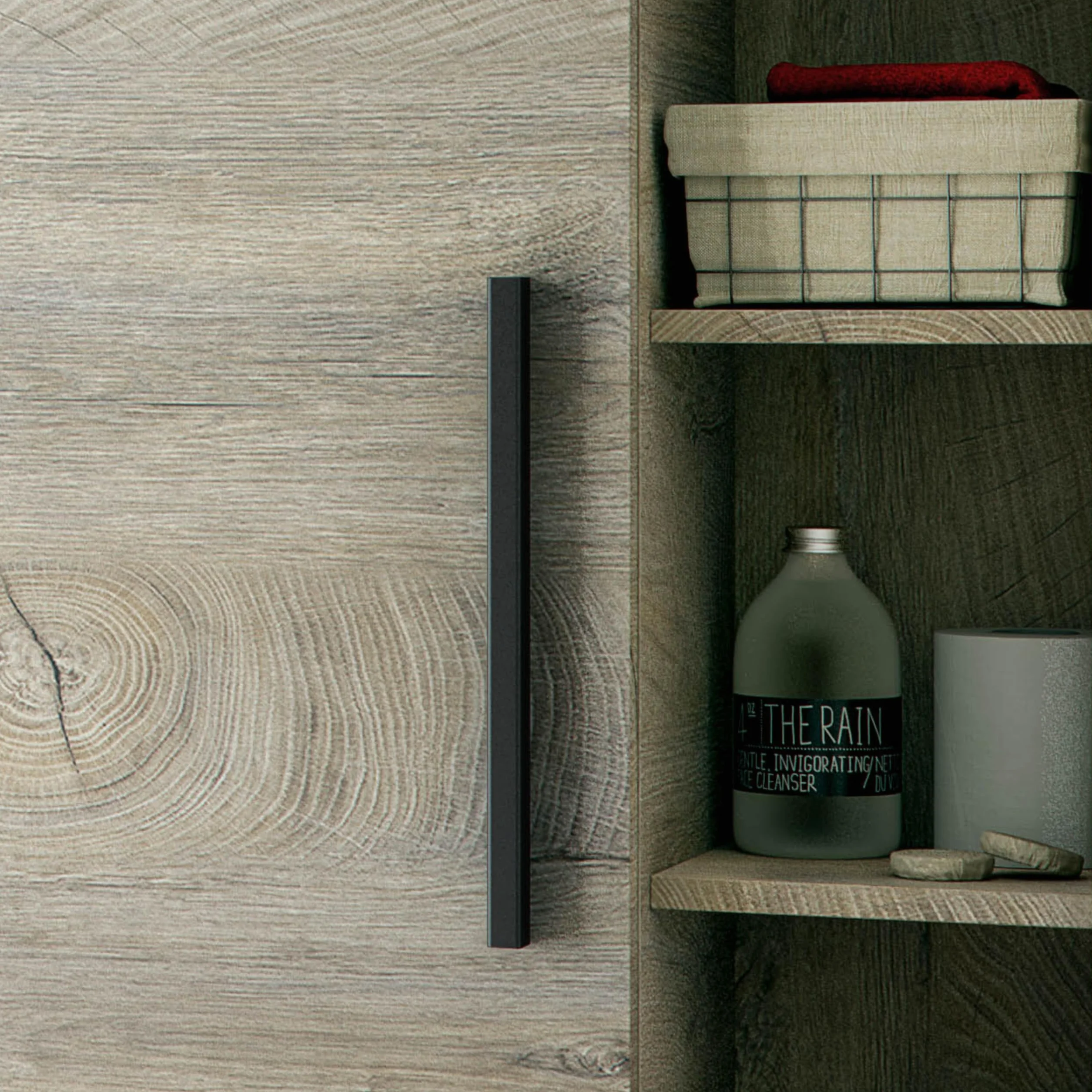 ARKITMOBEL - Columna de Baño Suspendida Grande con 1 Puerta y 7 Estantes, Armario Auxiliar para Baño, Color Roble Alaska, 135x51x25 cm - Modelo Athena