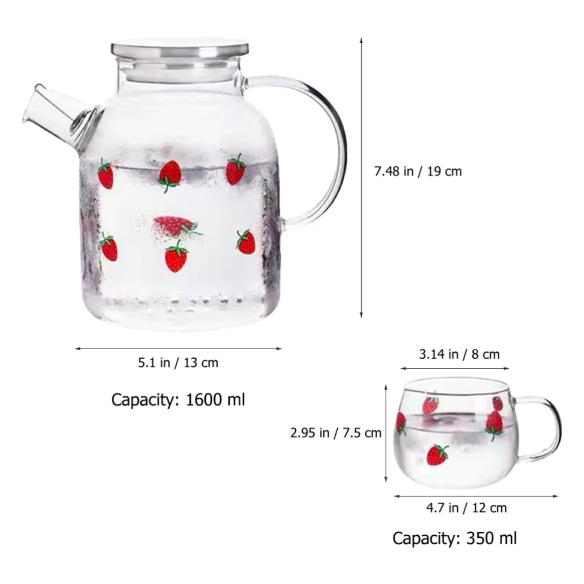 Jarra de Leche de Vidrio Resistente al Calor Capacidad de 1.6 L para Fiesta Verano, Botella Dispensadora de Agua Vertedor y Diseño Multiusos para Hogar y Restaurante