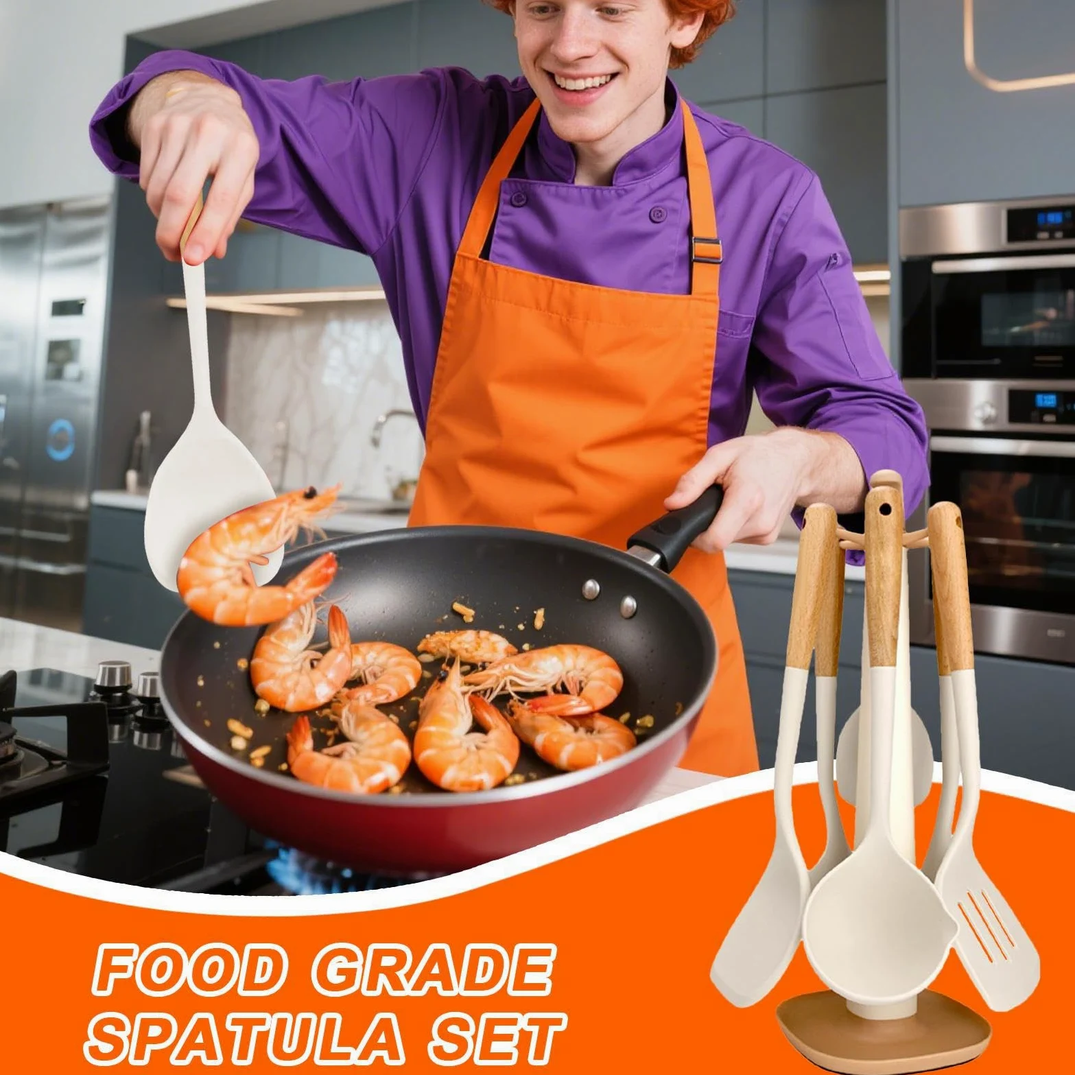 Set Espátulas Cocina silicona alimentaria antiadherente | Utensilios Cocina Para Hornear Freír Servir Preparar Alimentos Cuencos Accesorios Menaje Gadgets Cocina Aire Libre
