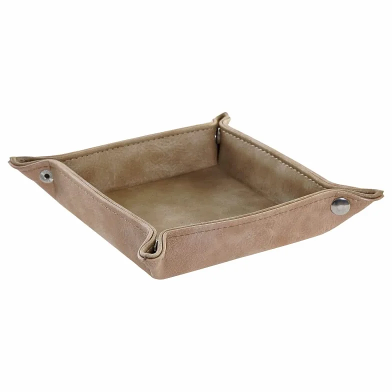 Bandeja vaciabolsillos Piel Color Marron 18x18 cm (Marron)