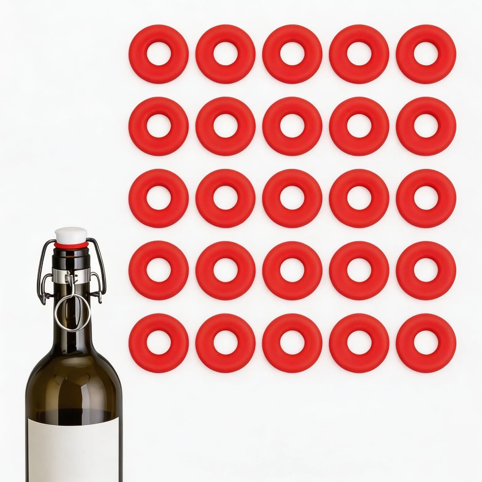 Juntas de goma de silicona, arandela de juntas de silicona de 25 uds, arandelas de repuesto para sellos de botellas de tapa oscilante para sellos de botellas de cerveza caseras