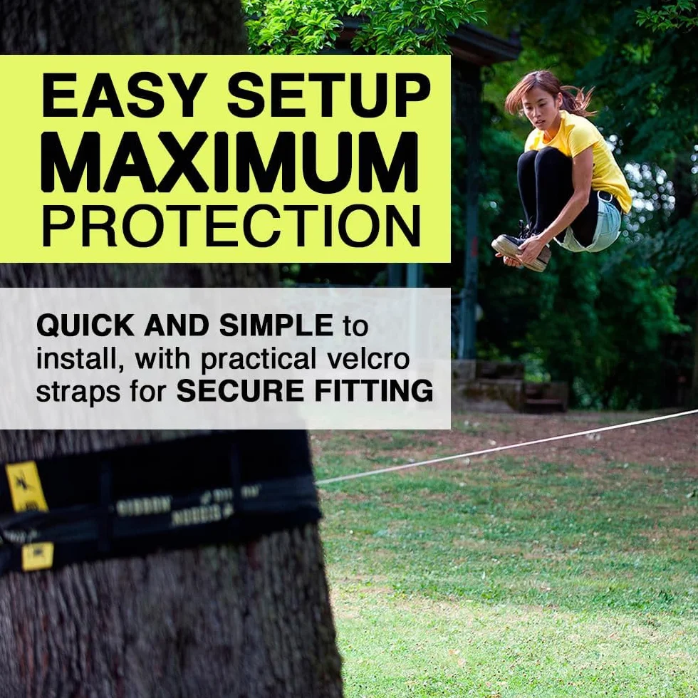 Gibbon Slacklines Protección de árbol fieltro negro velcro 100cm 16cm 2 piezas