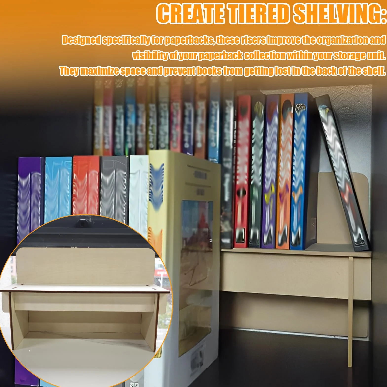 Inserto elevador de libros de tapa blanda compatible con la unidad de almacenamiento Ikea Kallax, inserta estantes para mejorar la organización del libro