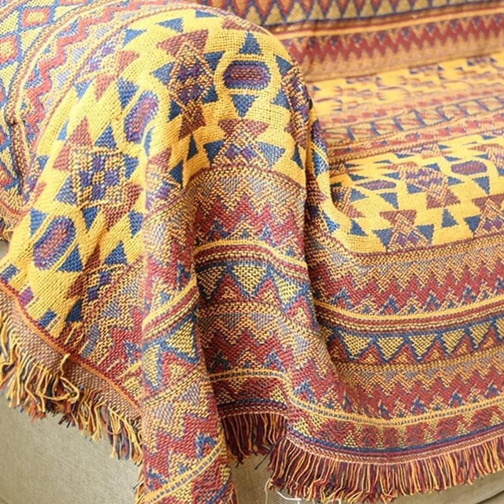 VANJOROY Manta bohemia grande para sofá de 2 y 3 plazas, manta extragrande para sofás, 100% algodón tejido a mano, manta de lujo para sillón, sofá y cama (230 x 250 cm)