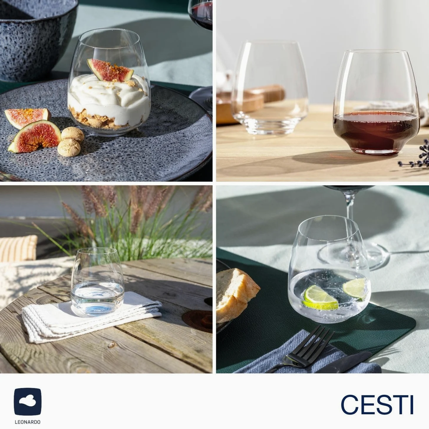 LEONARDO HOME Vasos CESTI (juego de 6) con paño de pulido • Vasos de agua aptos para lavavajillas (460 ml) • Resistente a los golpes y uso diario • Vasos de cristal de alta calidad • Vasos de zumo