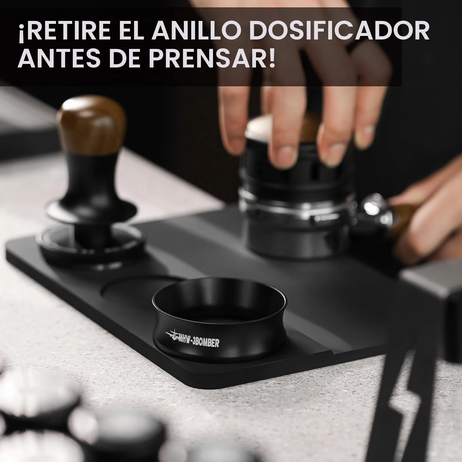 MHW-3BOMBER Embudo Dosificador Espresso de 58mm con Imán para Portafiltros Trípode de Barista Compatible con Portafiltros de 58MM DR5546B-OS