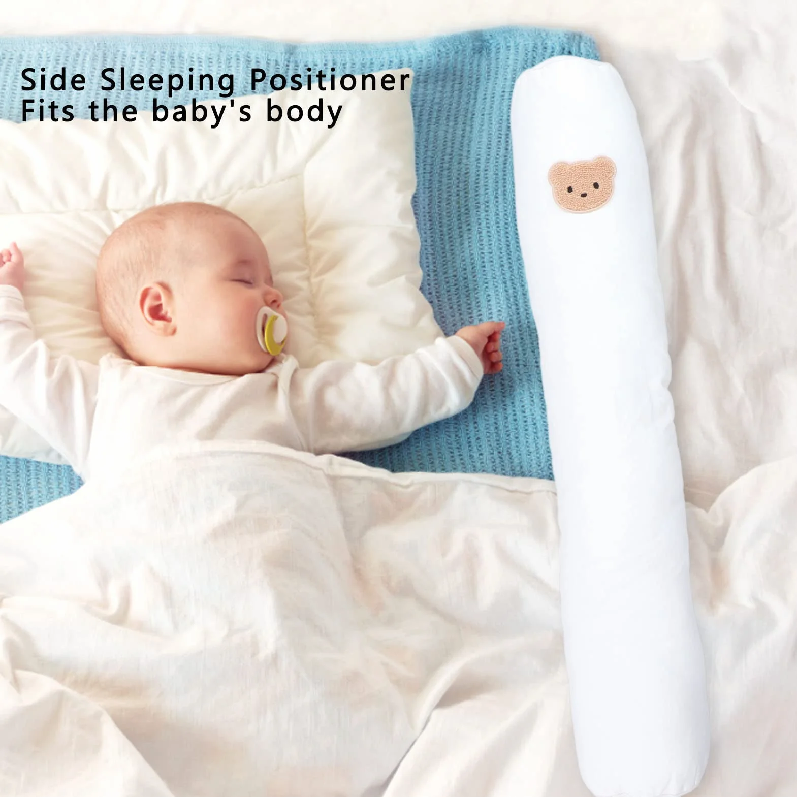 Almohada Multifuncional para Bebé de Algodón Suave y Transpirable con Patrón de Oso, Almohada para Dormir de Lado Infantil