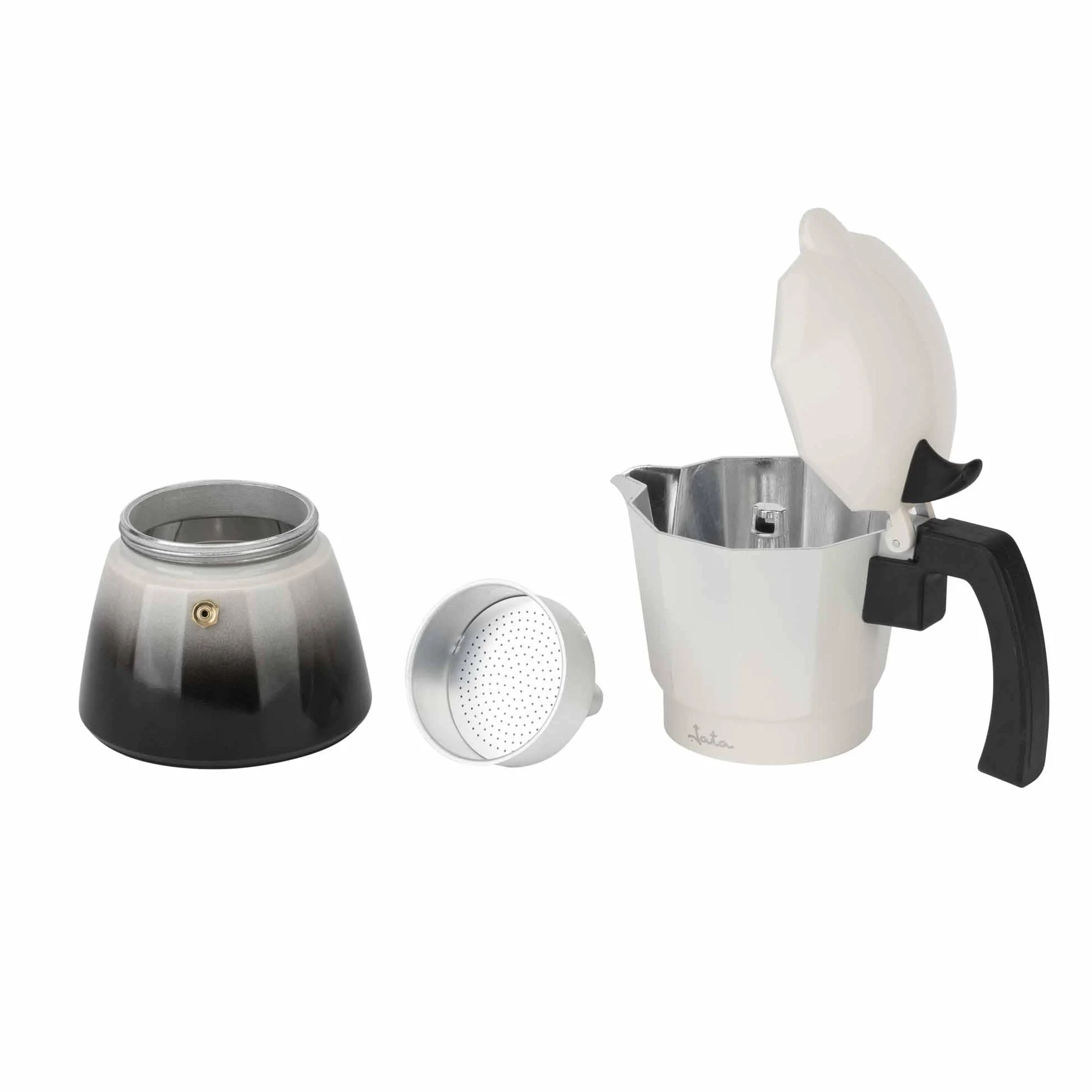 Jata Hogar HCAF2412 - Cafetera Italiana 12 Tazas para Inducción, Moka de Aluminio, Apta para Todo Tipo de Cocinas, Mango Ergonómico, Café Espresso Tradicional