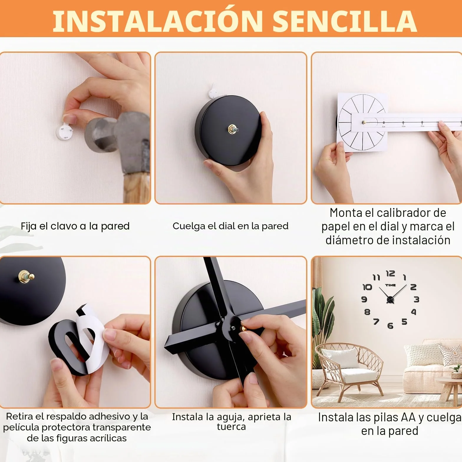 JIZZU 3D Reloj De Pared Grande, DIY Reloj Pareds Digital, Reloj de Pared Silencioso, Reloj Cocina Pared Original, Moderno, Decoración Ideal para Sala de Estar, Dormitorio, Cocina, Oficina, Negro