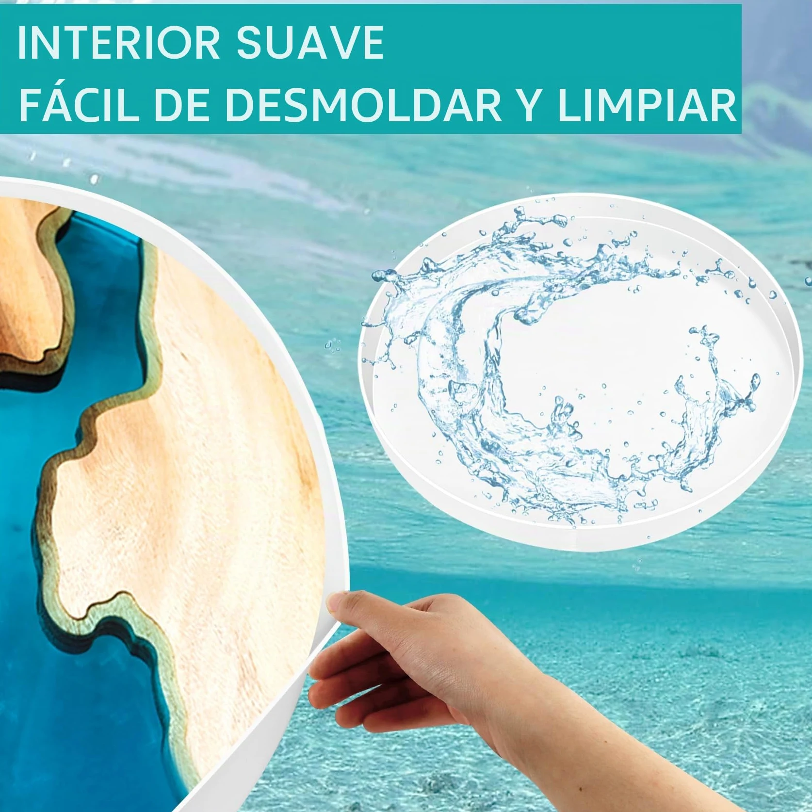 Molde grande de resina de silicona redonda, molde grande de resina epoxi para embutidos, mesa de resina de río, decoración del hogar (49 x 49 cm)