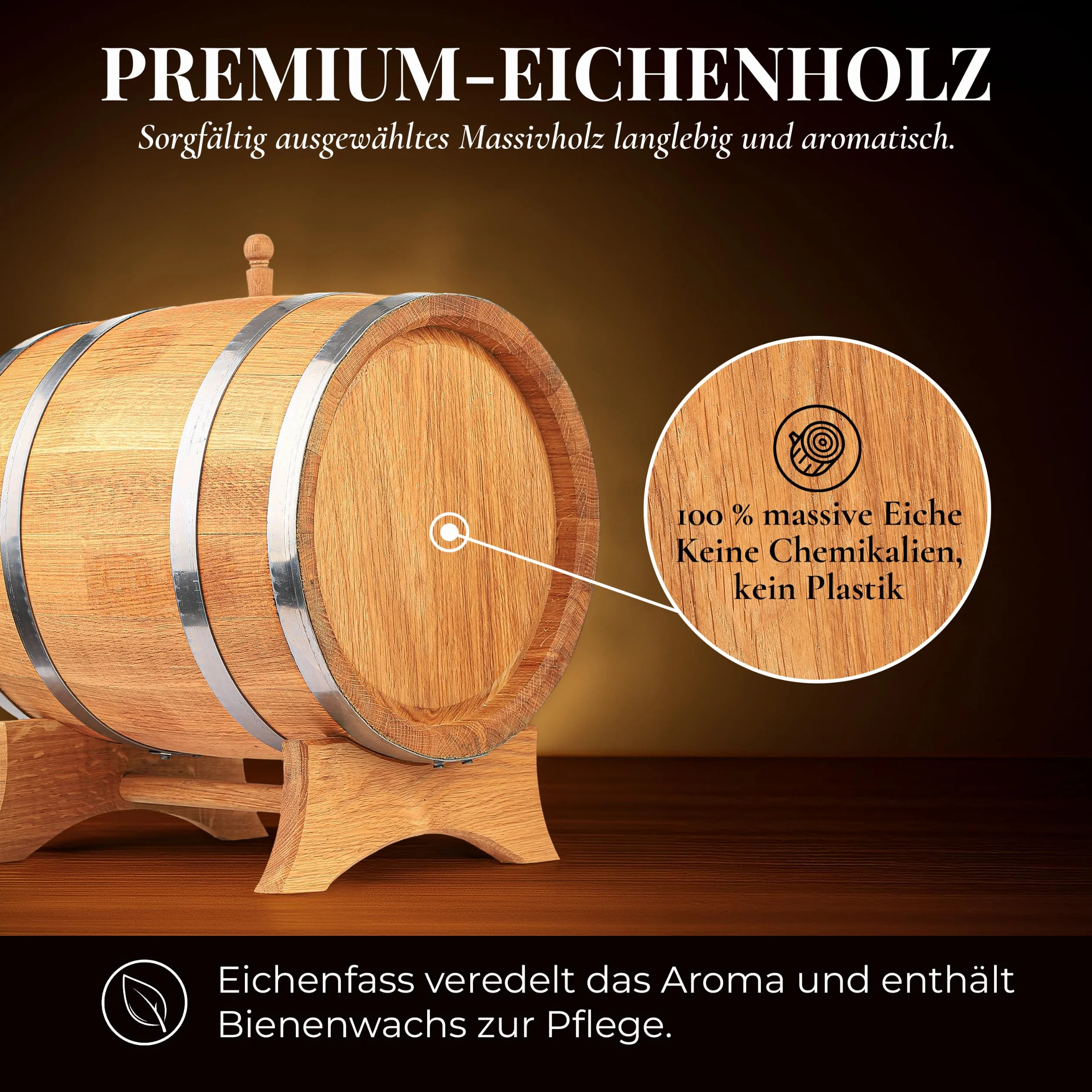 Barril de Madera de Roble Oscuro para Whisky, Vino y Licor - Pequeño y Grande - Carbonizado - 3 Litros
