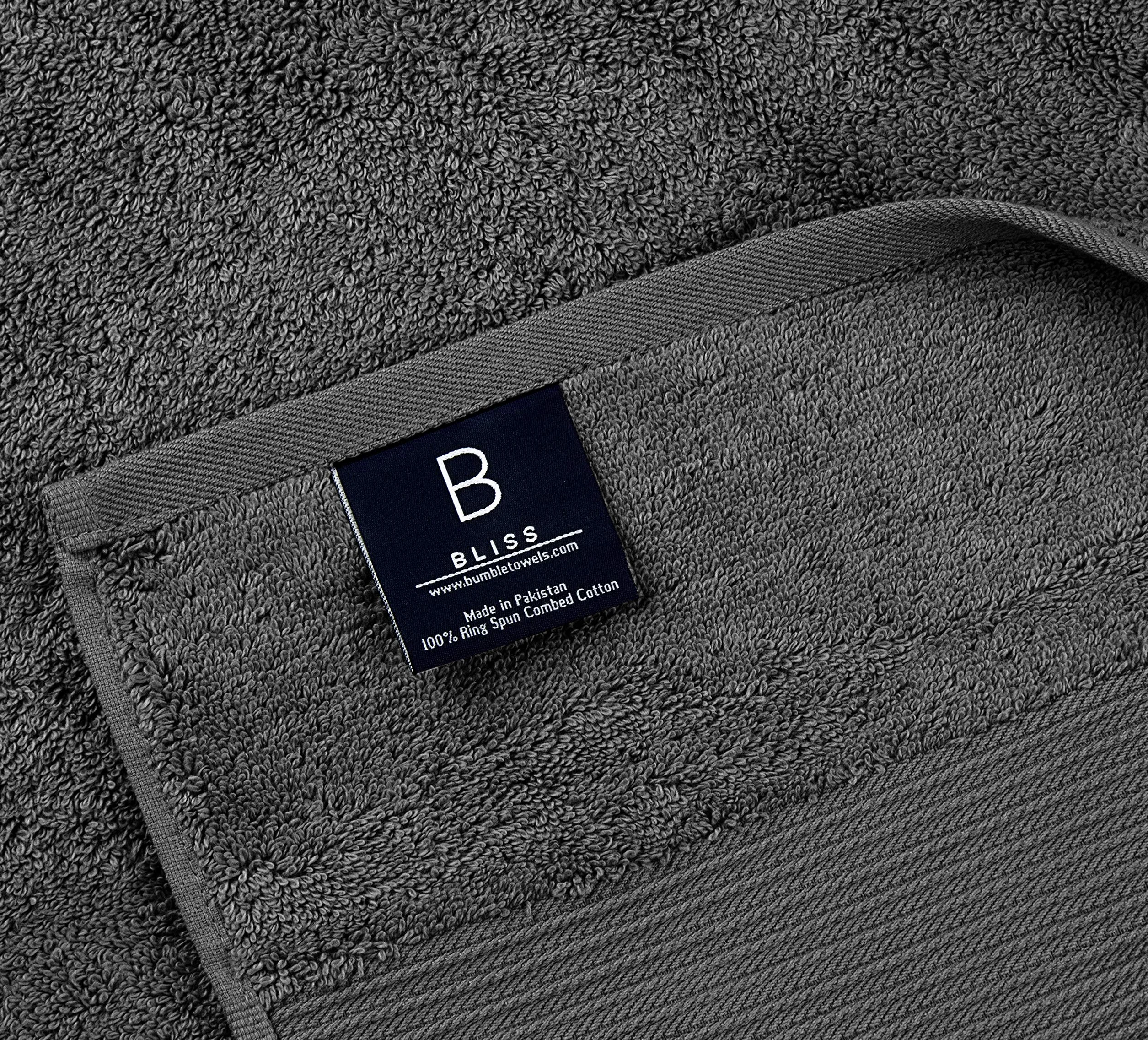 Bumble Towels Bliss - Toallas de baño de algodón Peinado de Lujo, 86 x 142 cm, Extra Grandes, 650 gsm, Suaves, absorbentes (Paquete de 4, Gris Oscuro)
