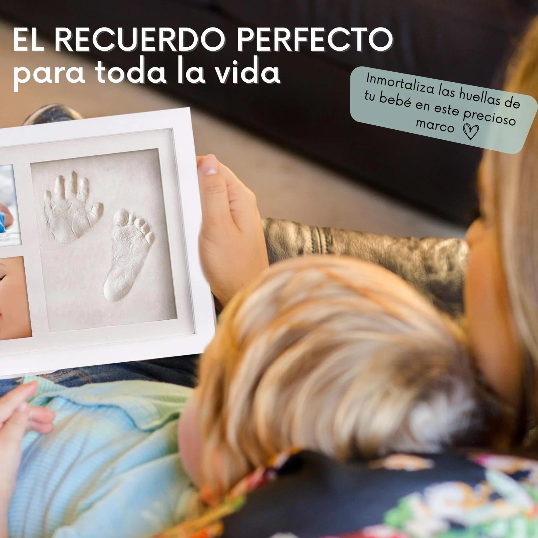 HuBorns Marco Huellas Bebé Recién Nacido con Arcilla, Kit Completo para Huella Pie y Mano, Recuerdo Original, Regalo Bebé y Decoración