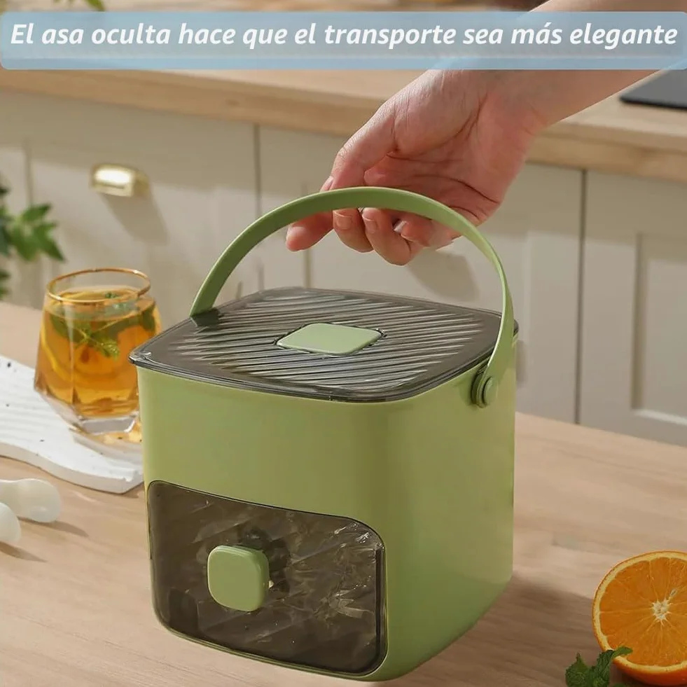 Máquina de Cubitos 48 Rejillas con Tapa de Prensa, Bandeja Hielo Doble Capa para Congelador, Molde Silicona de Liberación Rápida y Caja Almacenaje con Pala para Whisky o Cóctel (A+Insulated Bag)