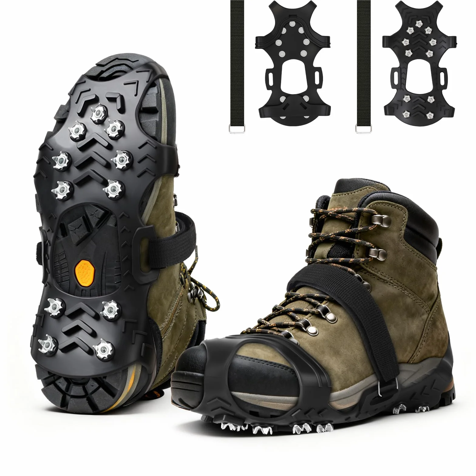 Crampones Nieve Hielo 11 Dientes Ligeros para Caminar Correr Alpinismo Invierno Senderismo