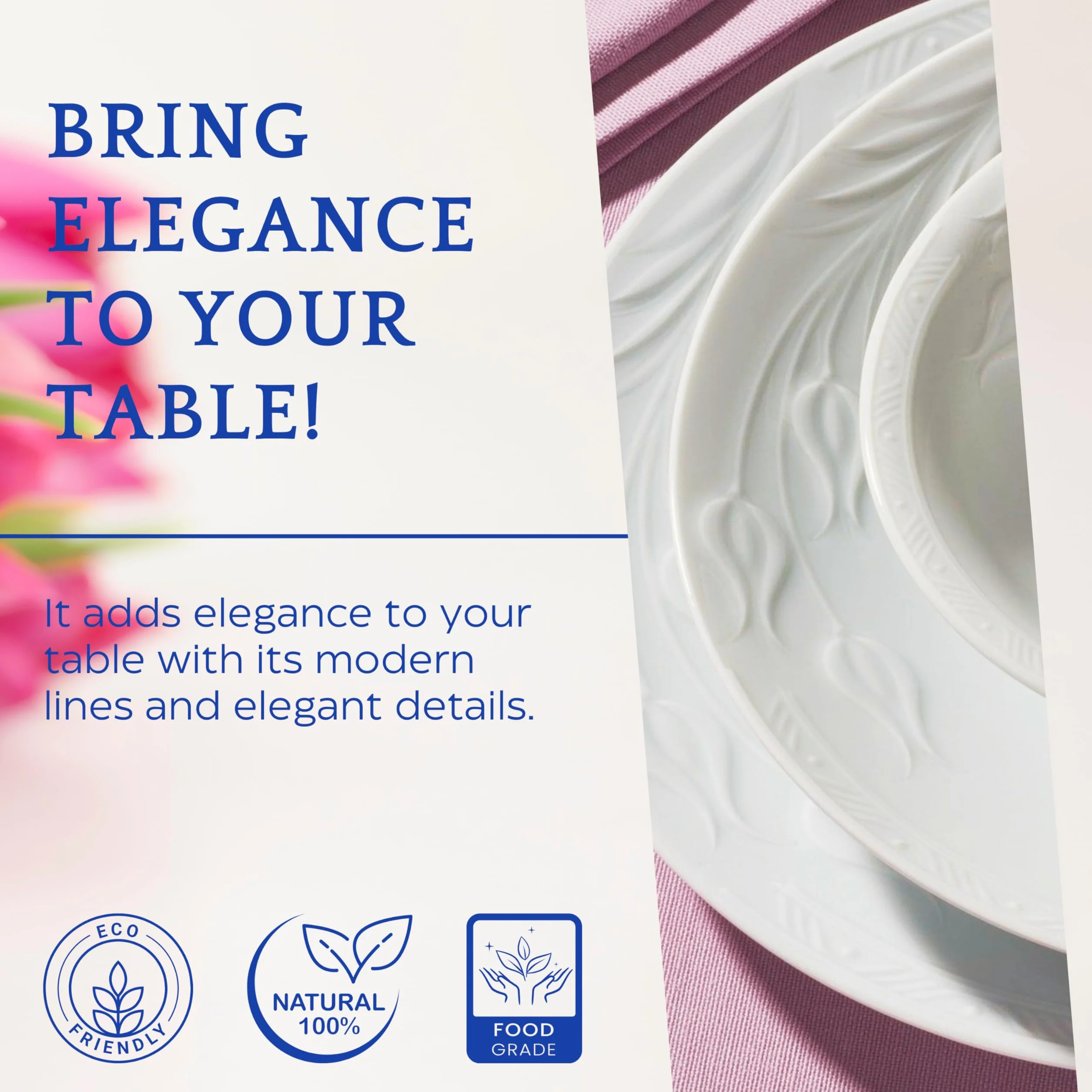 Güral Porselen Vajilla de Porcelana Rene, de 18 Piezas para 6 Personas – Completa de Porcelana Blanca