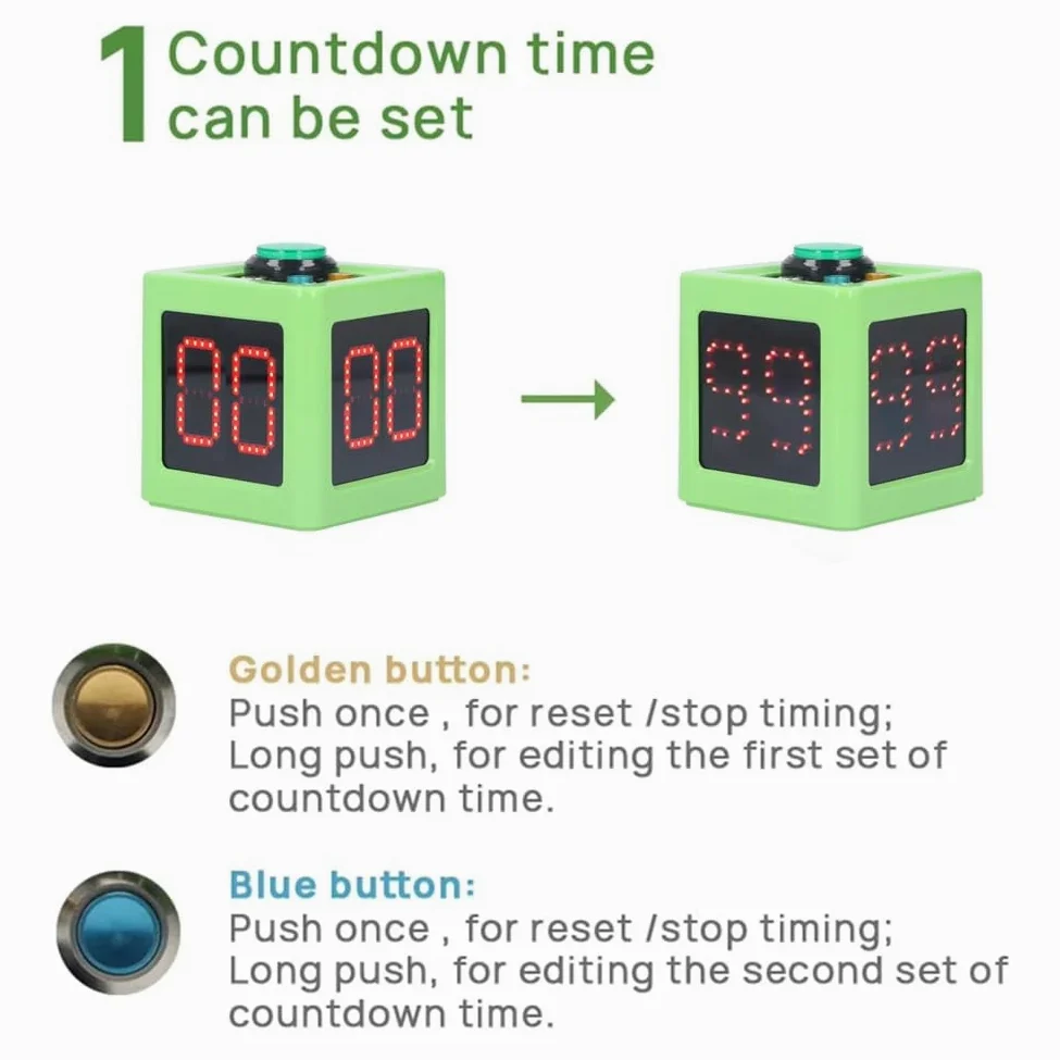 Temporizador Digital de Cubo de 4 Lados de 1,4 Pulgadas con Cuenta Regresiva para Póker, Ajedrez y Casinos Privados, Color