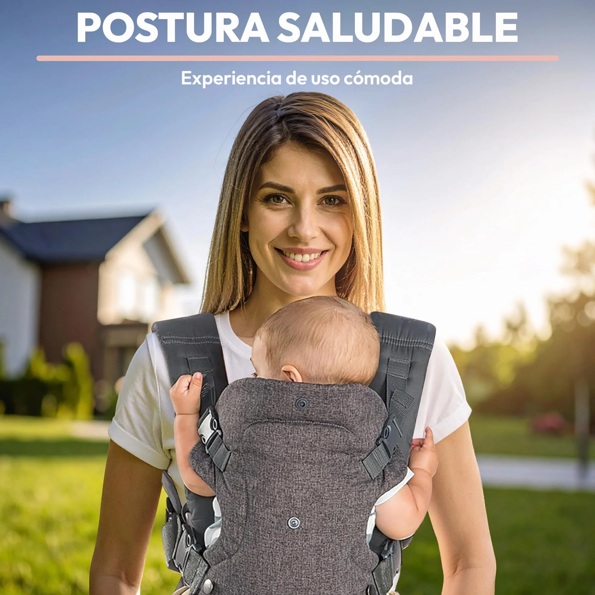 Mochila Portabebé Ergonómica 4 Posiciones – Recién Nacido a 36 meses, Asiento de Cadera, Transpirable, Lavable