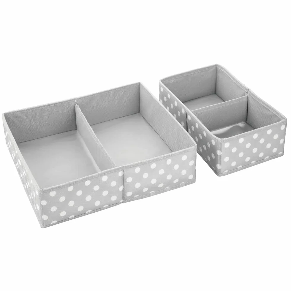 mDesign Juego de 2 cajas de almacenaje plegables para ropa de bebé – Organizador de armario fibra sintética transpirable gris y blanco