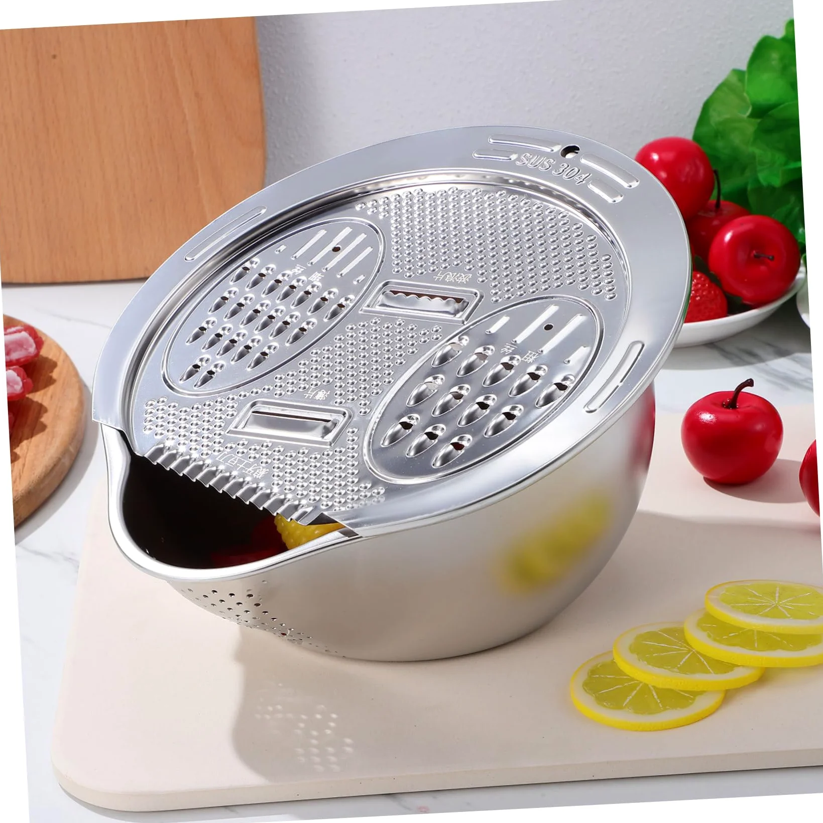 Hemobllo Lavadero de Arroz Colador Multifuncional de Acero Inoxidable para Lavar Arroz Verduras Frutas Enjuague Drenaje Fregadero
