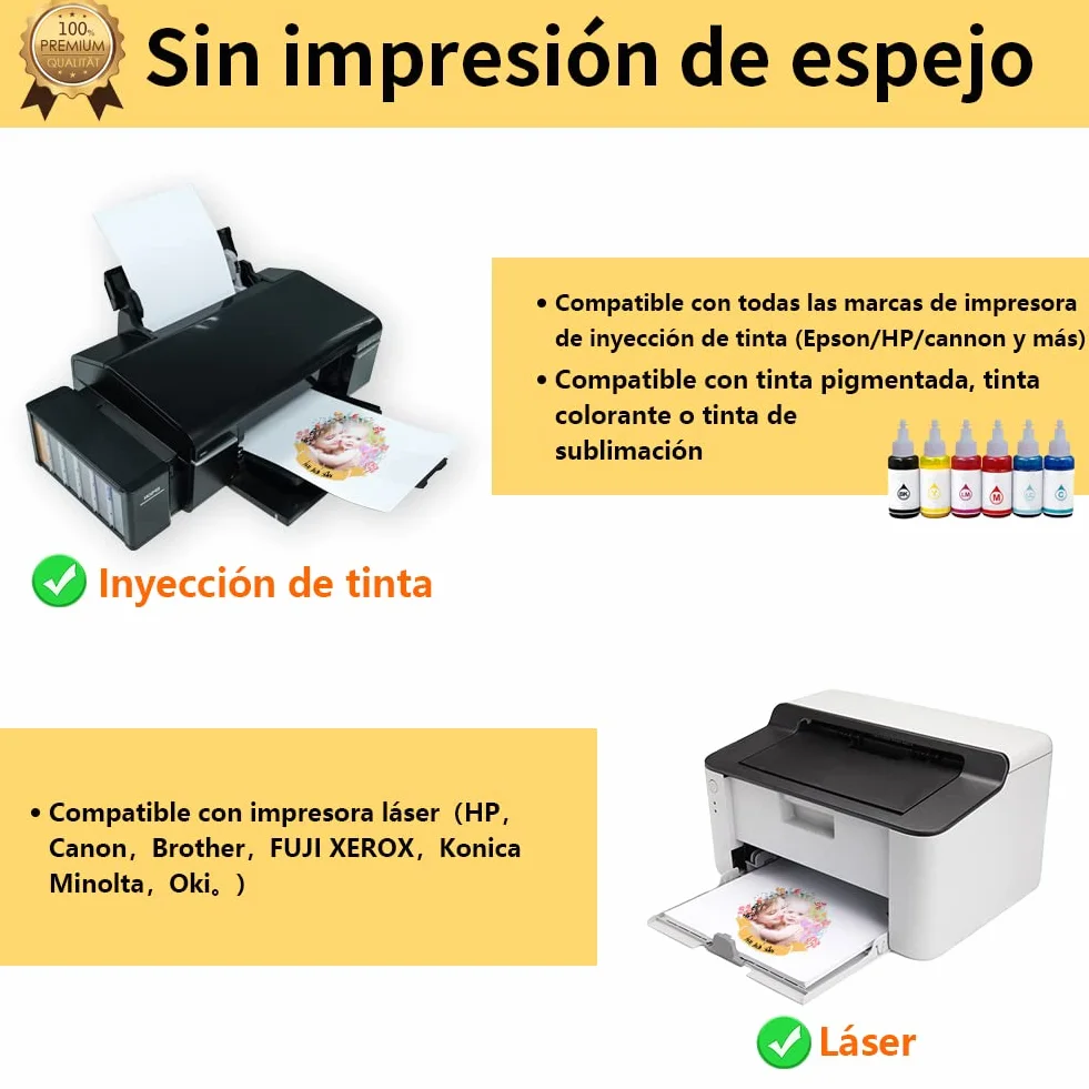 TransOurDream-Papel de Transferencia Para Tejido Claro,Nueva versión mejorada 3.0(A4X10 Hojas),Papel Transfer Apto Tinta o Láser, vinilo HTV,Transfer paper Perfecto para Fiesta.ES-03-10