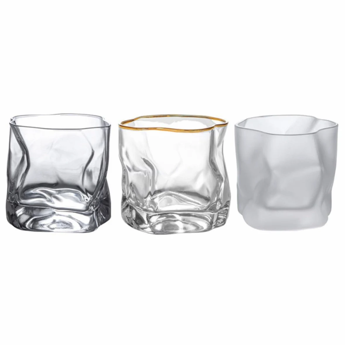 Zerodeko Vasos de Whisky de Vidrio Creativos y Resistentes, Set de 3 Piezas Reutilizables, Estables y Perfectos para Fiestas y Restaurantes