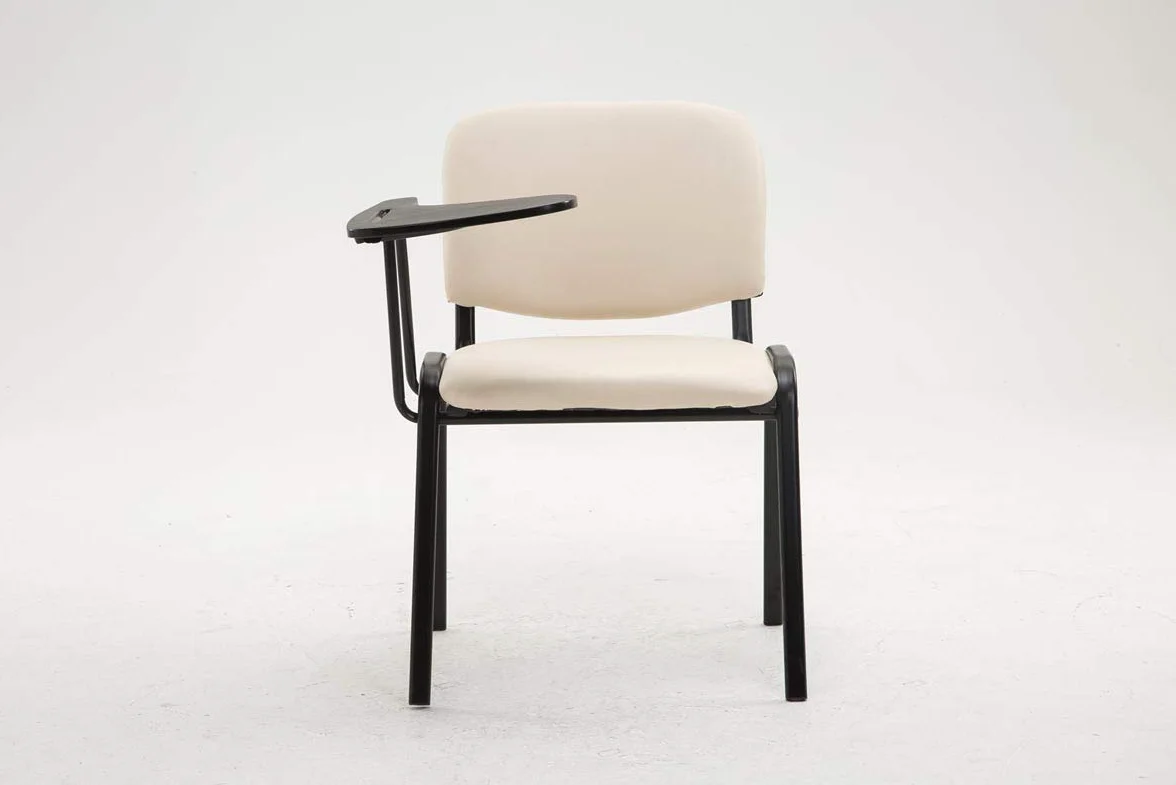 CLP Silla Confidente Ken con Brazo Extensible para Escritura I Silla para Academias con Pala Flexible para Apuntes I Silla de Conferencia Tapiza, Color:Crema