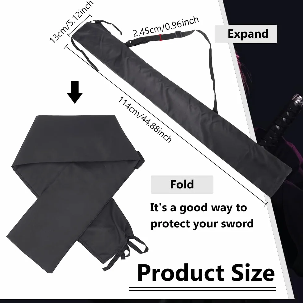 Bolsas para Espadas NBEADS 114x13cm Cuero PU Bolsa de Transporte Espada Correa Samurai Cosplay Halloween Negro