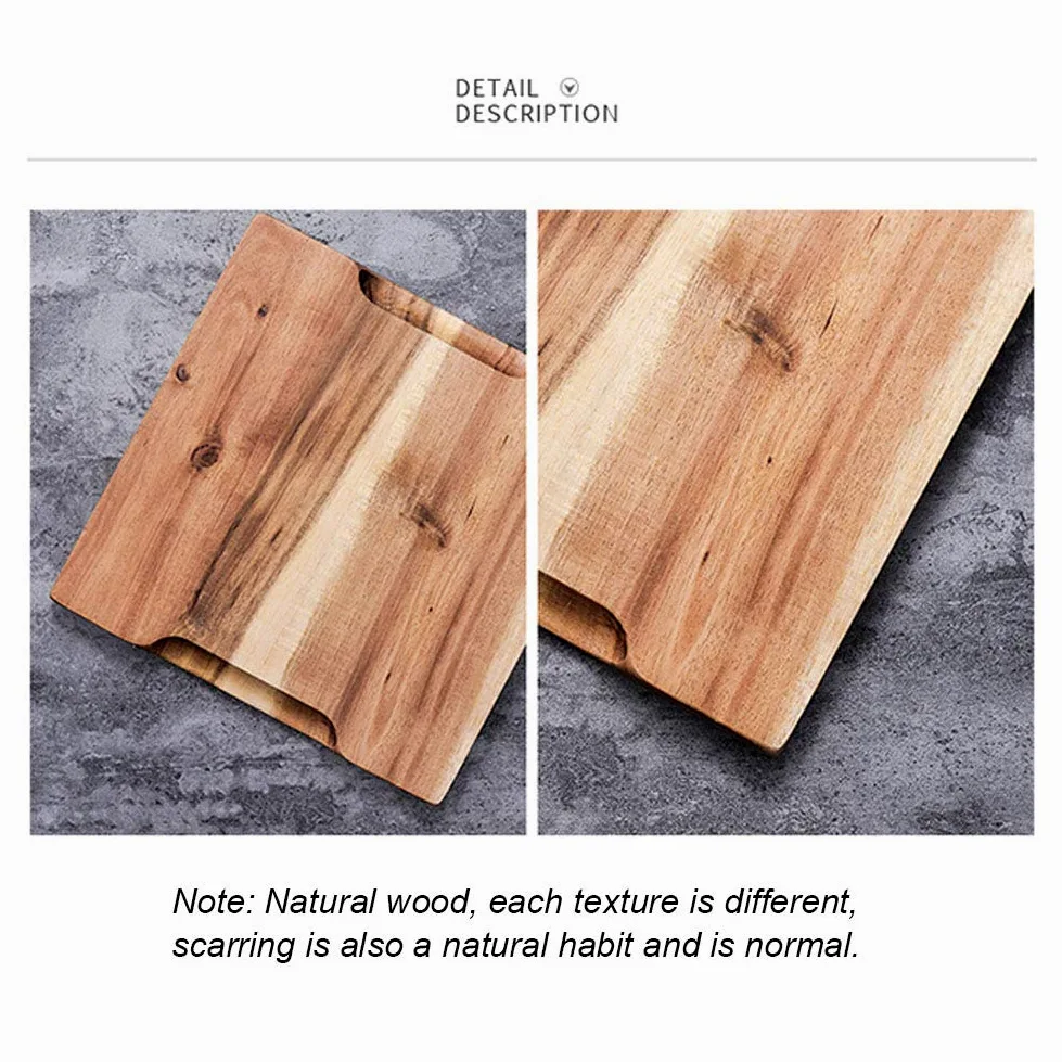 Platos para servir en madera y pizarra, bandeja para servir, plato de madera natural elegante y saludable, para pizza, sushi, filete ovalado con pizarra