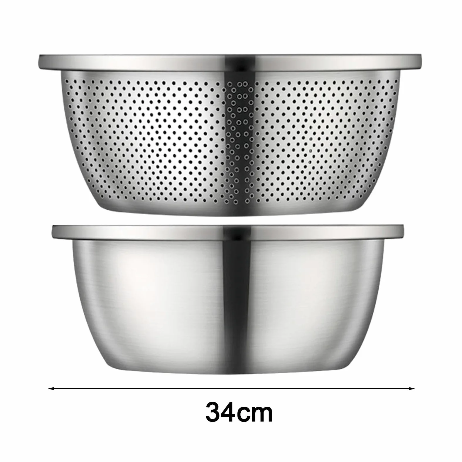 Milageto Colador, Tazón de Sopa de Cocina, Cuenco Grueso para Lavar arroz para Uso doméstico, Cuenco para Lavar Verduras, Cesta escurridora, 34cm