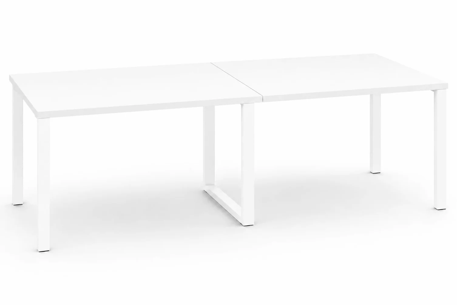 Mesa de Reuniones y Conferencias para Oficina - Mesa de Juntas Grande con Estructura Metálica Blanca y 2 Tableros - Mesa para Sala de Reuniones, Empresas y Negocios (240x120, White)