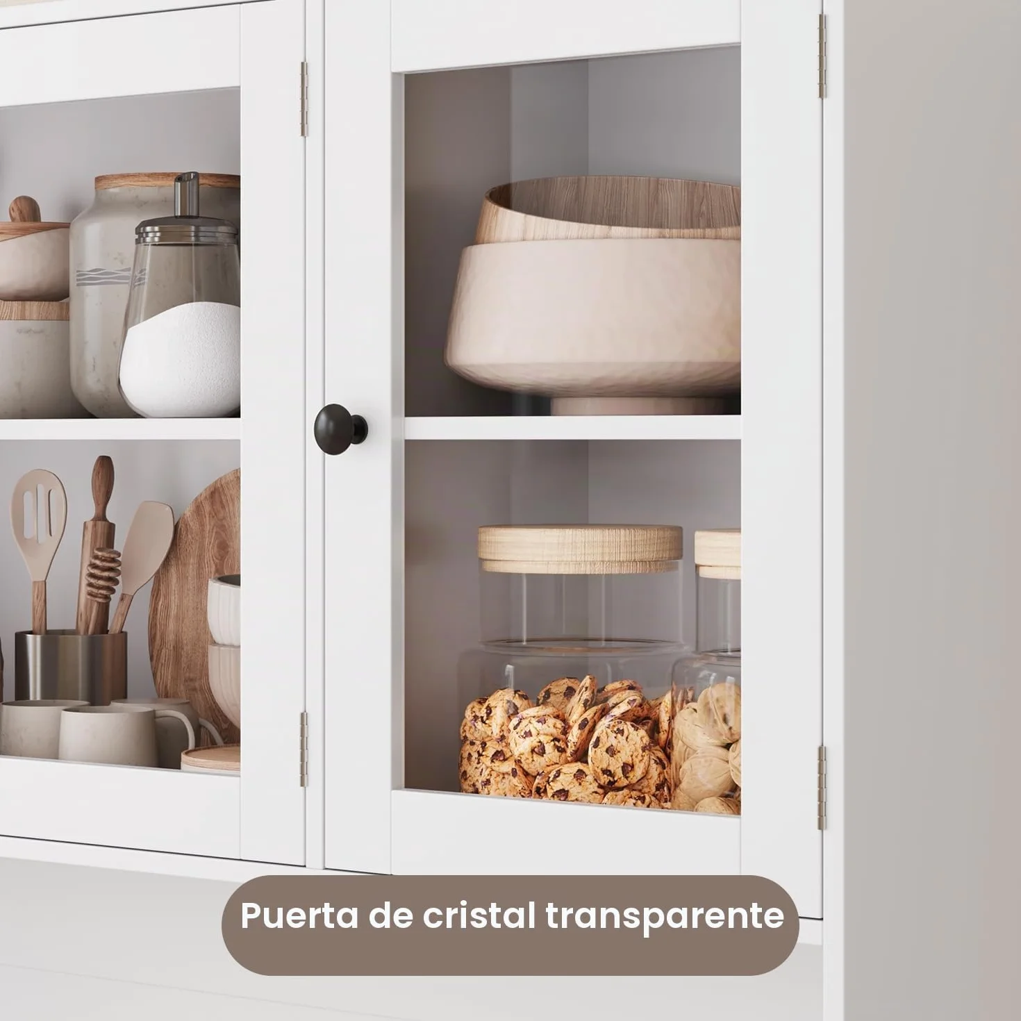 Xbro Alacena de Cocina con LED y Placa Perforada, Armario Cocina con 5 Puertas y 3 Cajones,Armario Cocina Almacenaje para Cocina, Comedor, Salón, 100 x 40 x 180 cm, Blanco