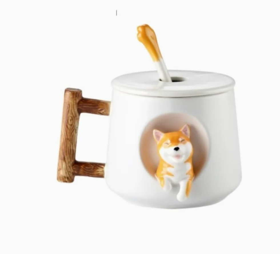 Taza de Café de Té Tazas Taza De Café De Cerámica Taza De Porcelana Esmerilada Suave Taza De Té Hecha A Mano Taza De Café Con Asa Animal 3D para té de la tarde(A)