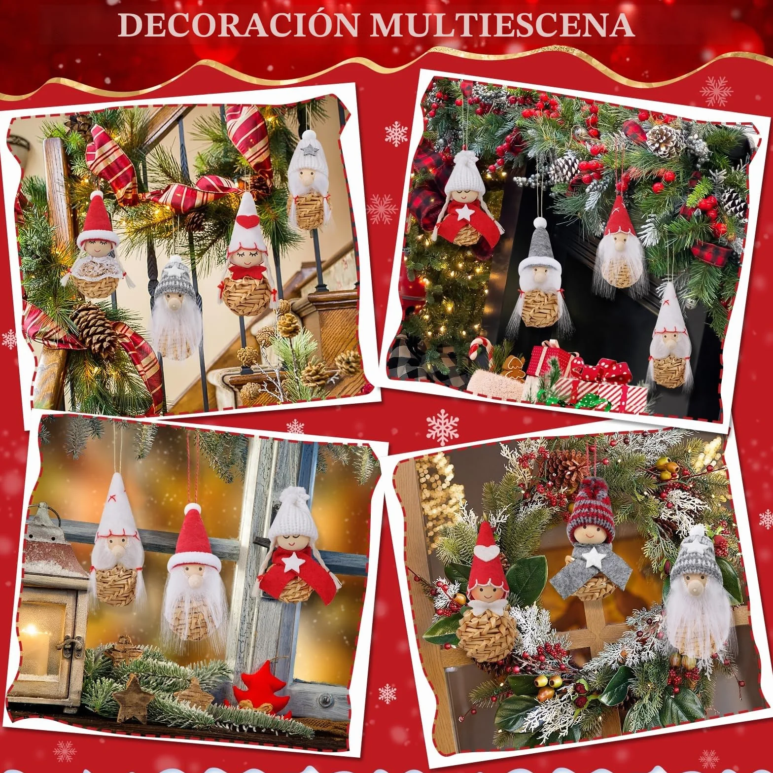 Decoracion Navidad Arbol, Gnomo Adornos Navidad Decoración Originales 2026, 12 Piezas Angeles Figuras Christmas Tree Decorations, Enfeites Decoração de Natal, Detalles Navideños para Regalar