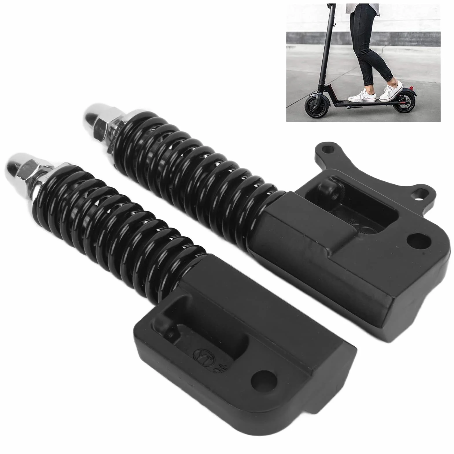 Scooter Eléctrico de 10 Pulgadas Horquilla Delantera Resorte Hidráulico Amortiguador Suspensión Amortiguadores de Vibración de Acero Inoxidable Par Negro Izquierdo y Derecho