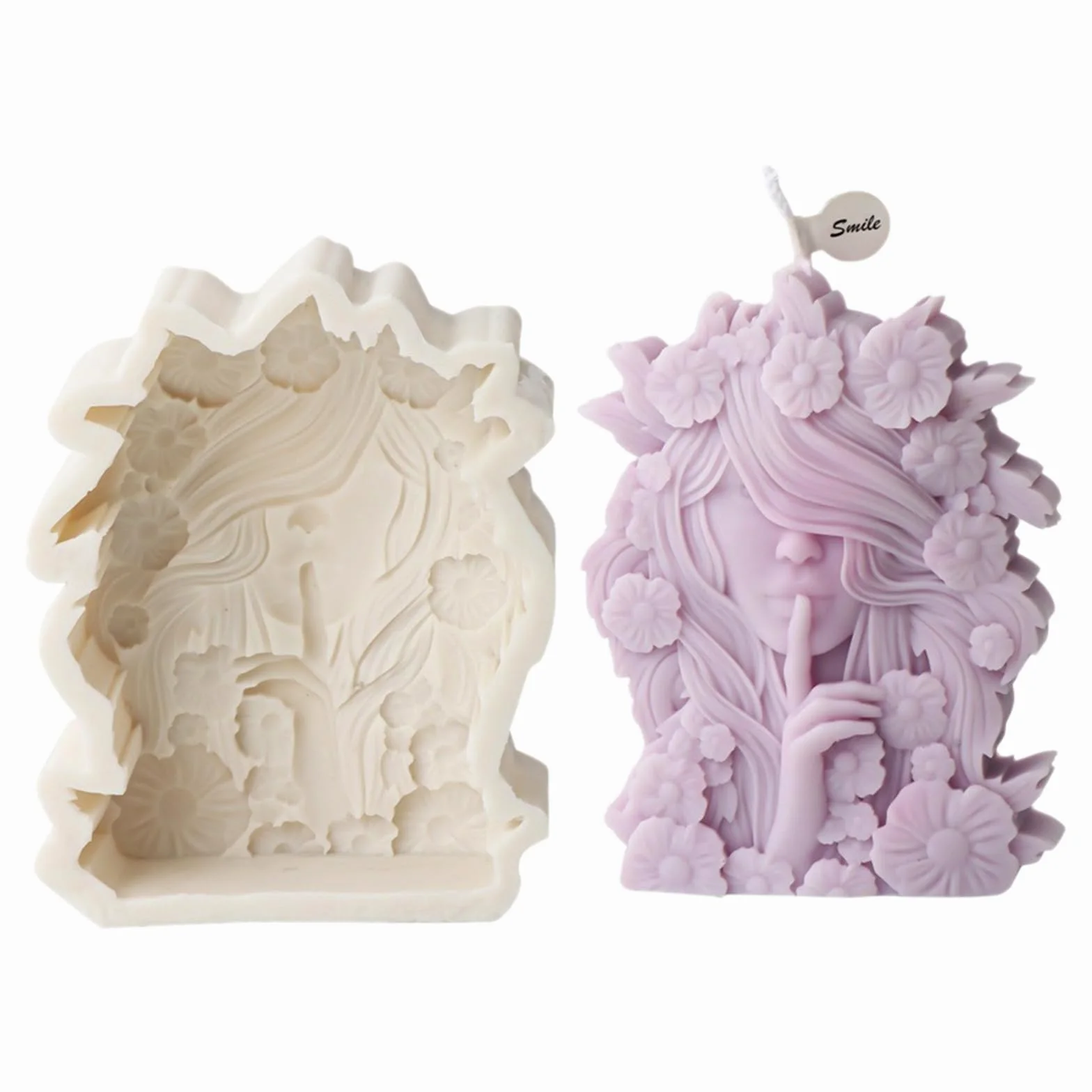 Precioso molde de silicona con forma de niña de las flores, S | Decoraciones de velas únicas, forma de vela suave y flexible para proyectos, forma llamativa en forma de