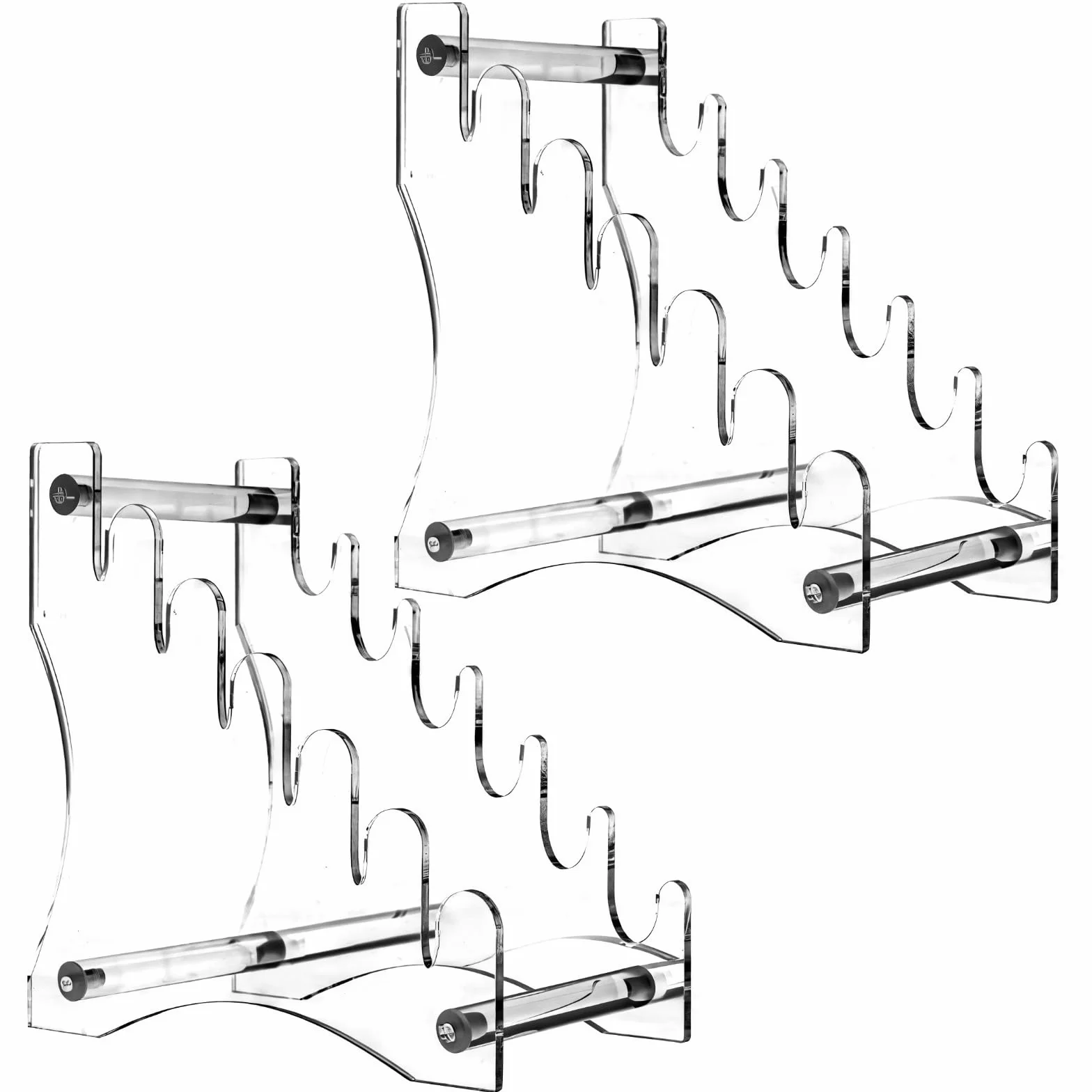 Paquete de 2 soportes acrílicos para cuchillos, estante ligero para cuchillos con 6 capas extraíbles, estante compacto para exhibición y almacenamiento, ideal para fanáticos de cuchillos